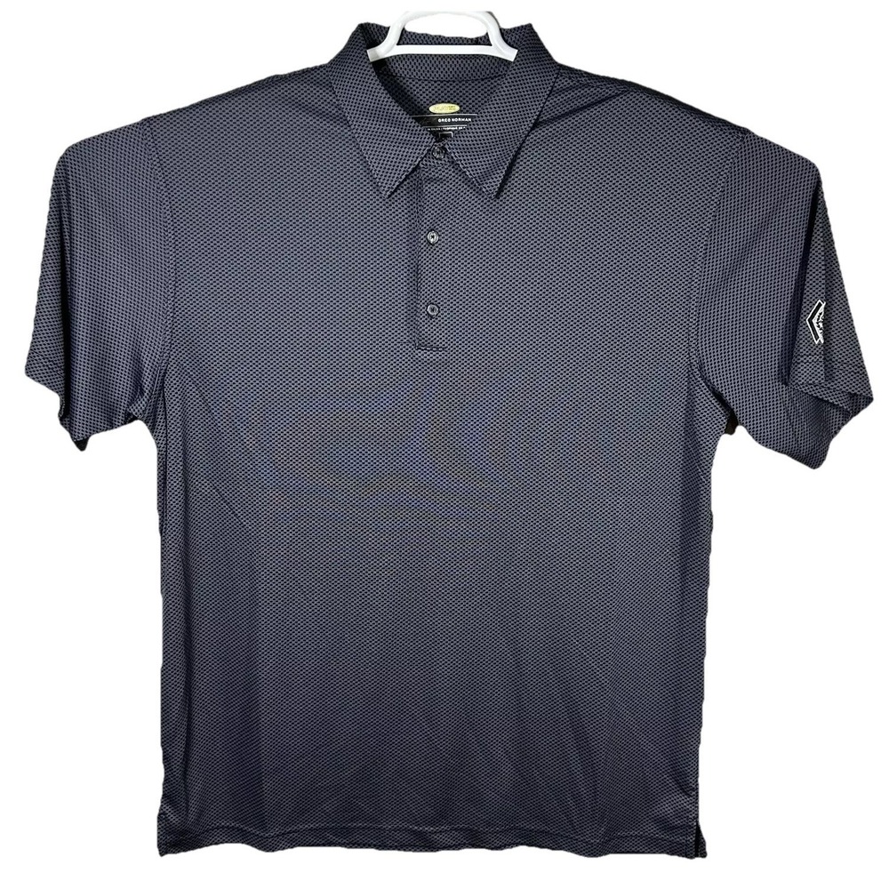 Greg Norman Polo Shirt Mens Size XL Golf Short Sleeve Play Dry Geometric Pattern